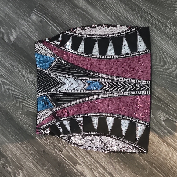 Express Black, Silver, Blue, Purple Sequin Mini Skirt XS - Picture 3 of 3